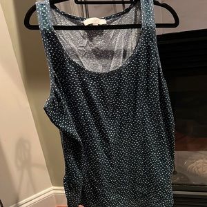 Two material, lightweight tank - Smokey teal w/ cute triangles